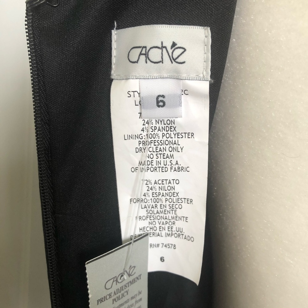 Cache Black One Shoulder Zipper Ruffle Cocktail Dress Size 6 NEW - Picture 4 of 6